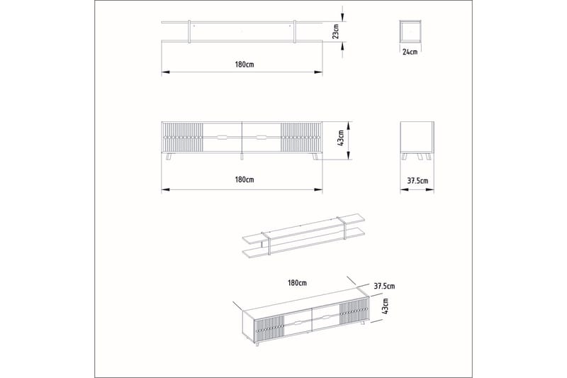 TV-benk Fridaria 179,8 cm - Hvit - TV benk & mediabenk