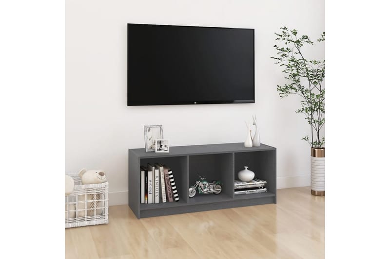 TV-benk grå 104x33x41 cm heltre furu - Grå - TV benk & mediabenk