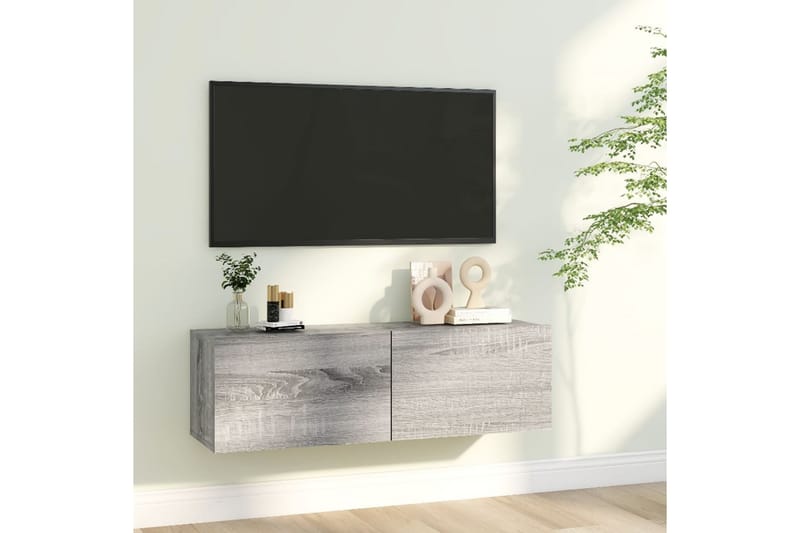 TV-benk grå sonoma eik 100x30x30 cm konstruert tre - Grå - TV benk & mediabenk