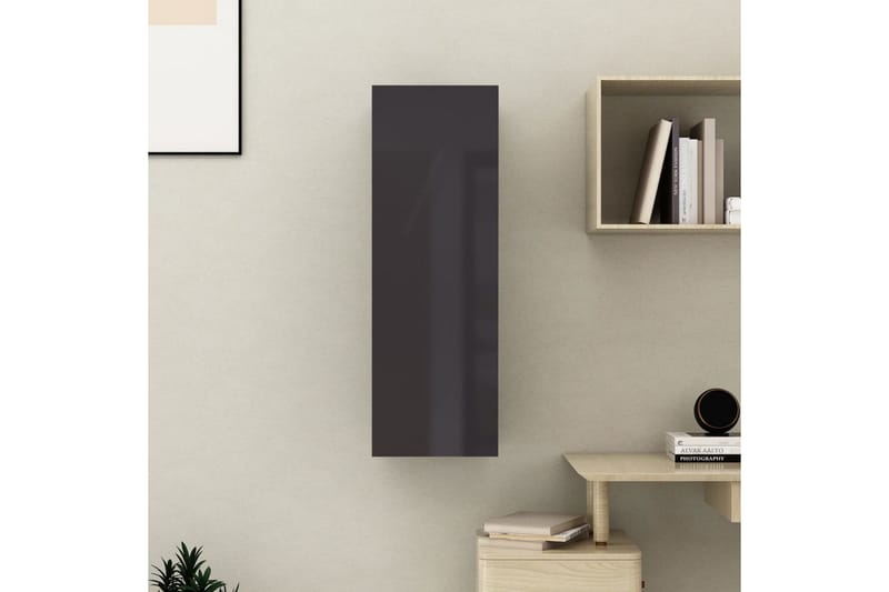 TV-benk høyglans grå 30,5x30x90 cm sponplate - Grå - TV benk & mediabenk