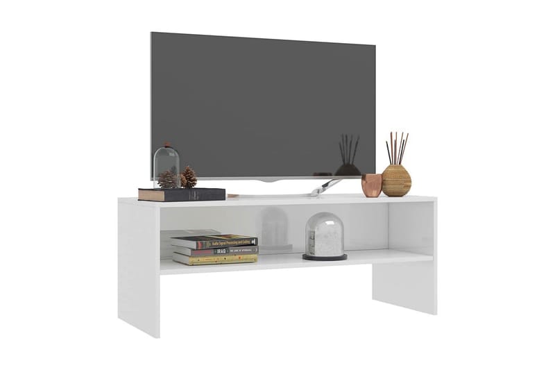 TV-benk høyglans hvit 100x40x40 cm sponplate - Hvit - TV benk & mediabenk