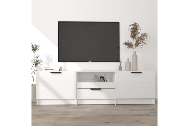 TV-benk høyglans hvit 140x35x40 cm konstruert tre - Hvit - TV benk & mediabenk