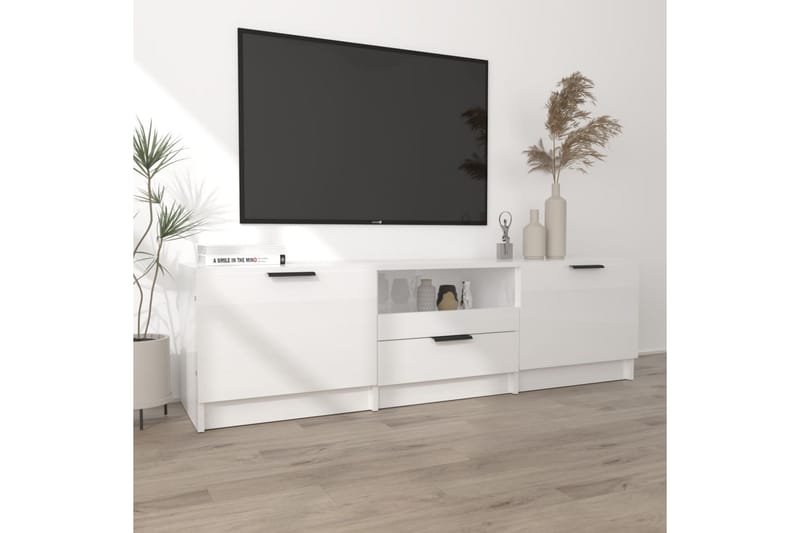 TV-benk høyglans hvit 140x35x40 cm konstruert tre - Hvit - TV benk & mediabenk