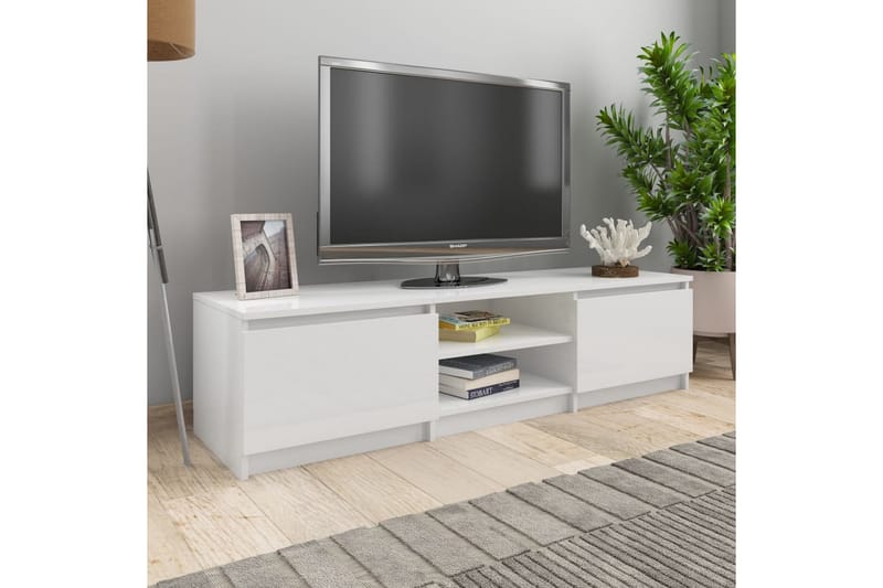 TV-benk høyglans hvit 140x40x35,5 cm sponplate - Hvit - TV benk & mediabenk