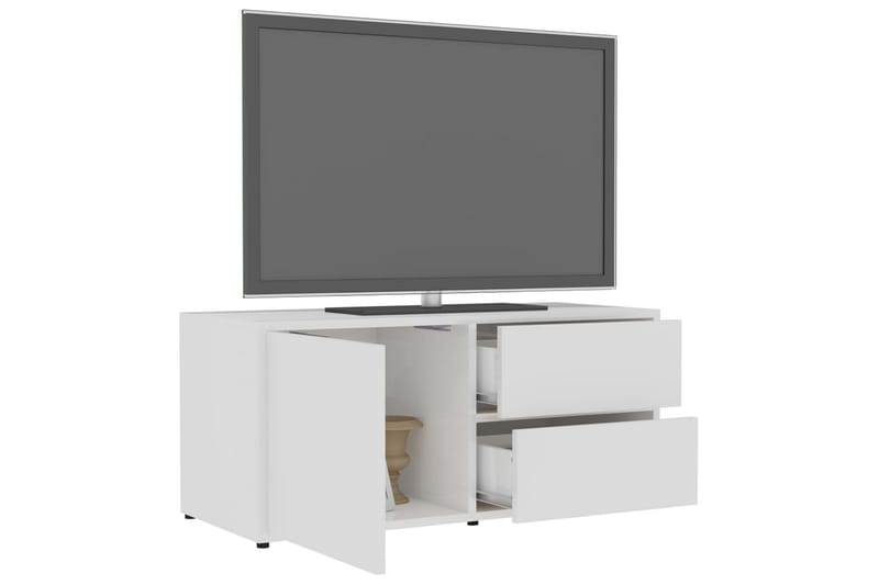 TV-benk høyglans hvit 80x34x36 cm sponplate - Hvit - TV benk & mediabenk