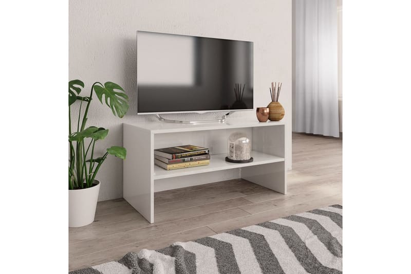 TV-benk høyglans hvit 80x40x40 cm sponplate - Hvit - TV benk & mediabenk