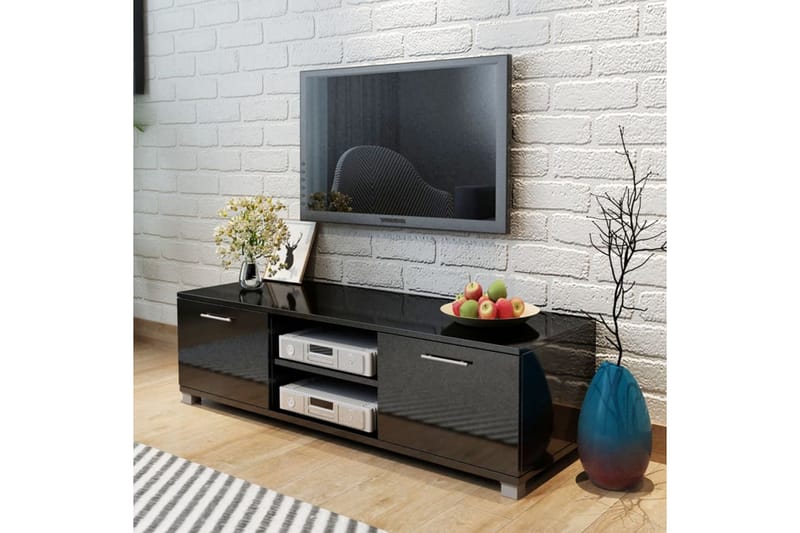 TV-benk høyglans sort 120x40,3x34,7 cm - Svart - TV benk & mediabenk