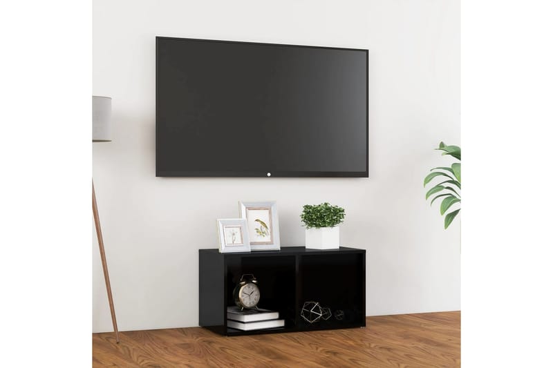 TV-benk høyglans svart 72x35x36,5 cm sponplate - Svart - TV benk & mediabenk