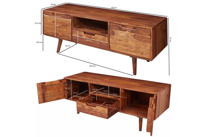 TV-Benk Huntscarth 135 cm - Brun - Møbler - TV- & Mediamøbler - TV benk & mediabenk