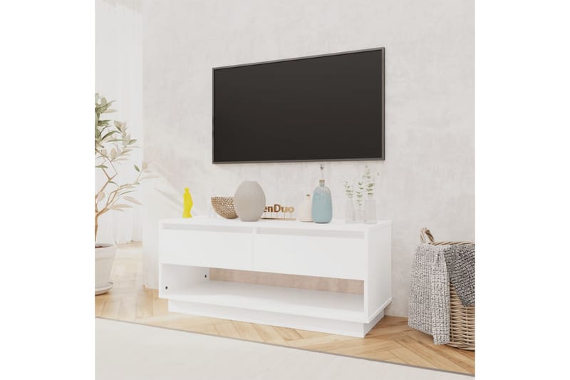 TV-benk hvit 102x41x44 cm sponplate - Hvit - TV benk & mediabenk