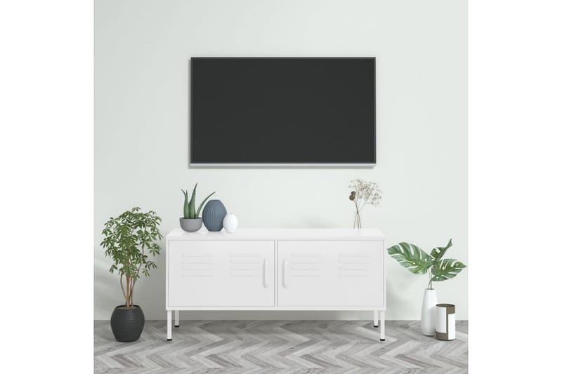 TV-benk hvit 105x35x50 cm stål - Hvit - TV benk & mediabenk