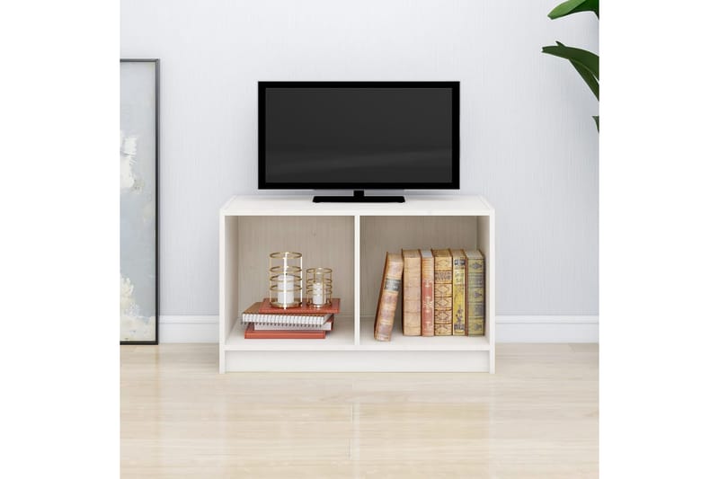TV-benk hvit 70x33x42 cm heltre furu - Hvit - TV benk & mediabenk