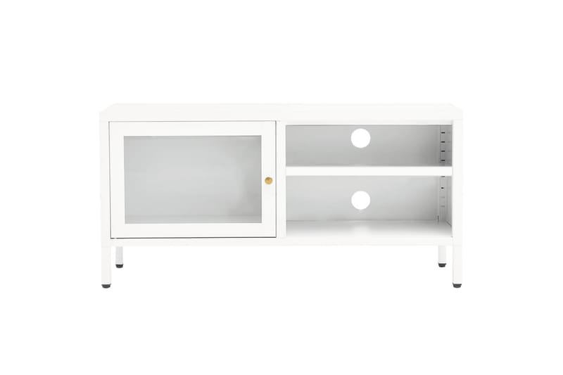 TV-benk hvit 90x30x44 cm stål og glass - Hvit - TV benk & mediabenk