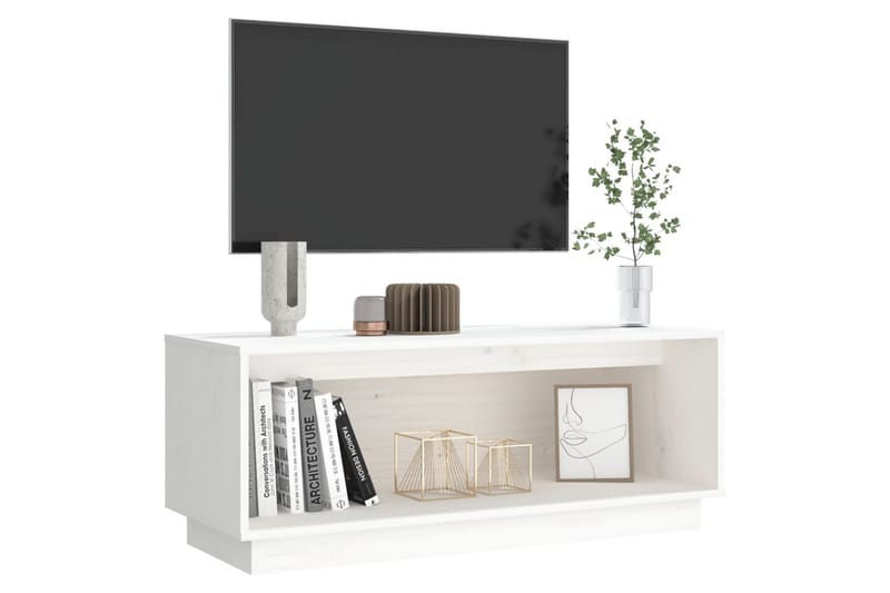 TV-benk hvit 90x35x35 cm heltre furu - Hvit - TV benk & mediabenk