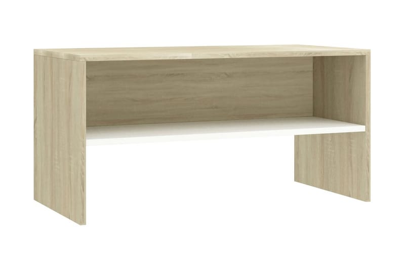 TV-benk hvit og sonoma eik 80x40x40 cm sponplate - TV benk & mediabenk