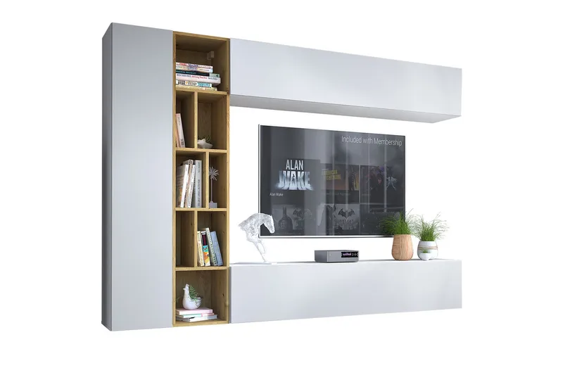 Tv-benk - Hvit|Eik - Møbler - TV- & Mediamøbler - TV benk & mediabenk