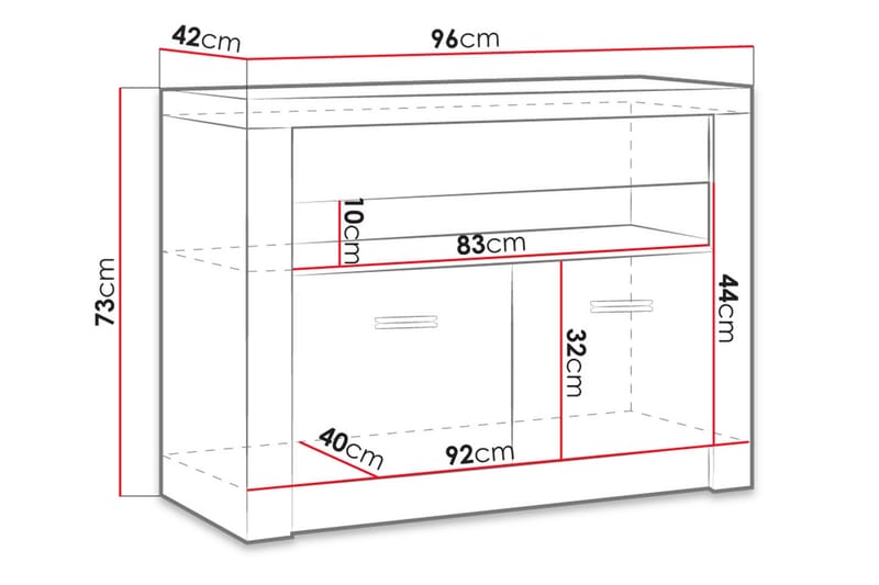 TV-benk Indianapolis 96x42x73 cm - Møbler - TV- & Mediamøbler - TV benk & mediabenk