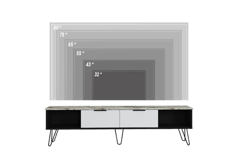 TV-benk Irente 180 cm - Svart/Hvit/Svart/Hvit - TV benk & mediabenk