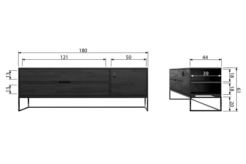 TV-benk Iria 180 cm - Svart Eik - Møbler - TV- & Mediamøbler - TV benk & mediabenk