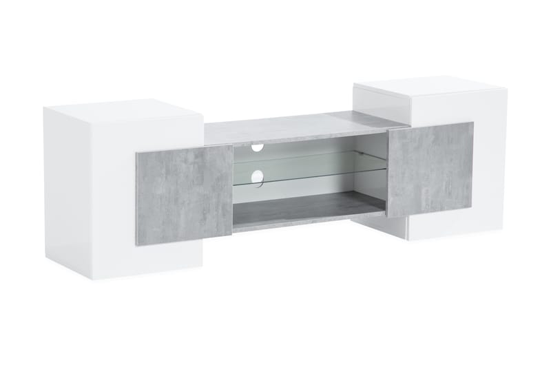 Tv-Benk Laritstorp 160 cm LED-Belysning - Hvit/Grå - Møbler - TV- & Mediamøbler - TV benk & mediabenk
