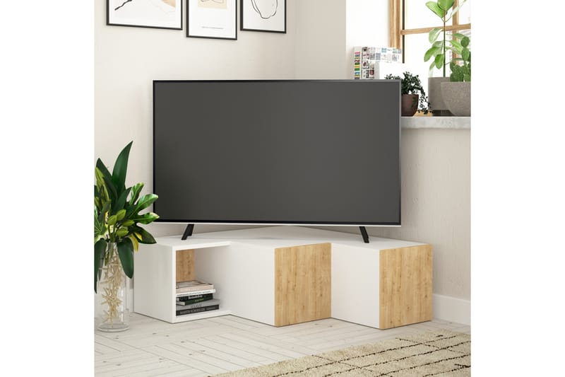 TV-Benk Lindome 92 cm - Hvit|Brun - TV benk & mediabenk