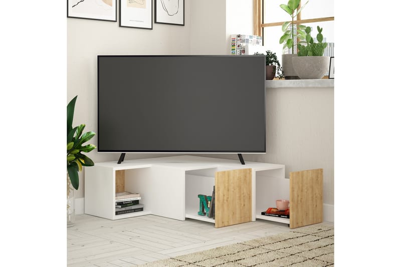 TV-Benk Lindome 92 cm - Hvit|Brun - TV benk & mediabenk