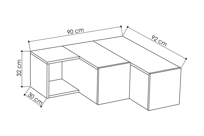 TV-Benk Lindome 92 cm - Hvit|Brun - TV benk & mediabenk