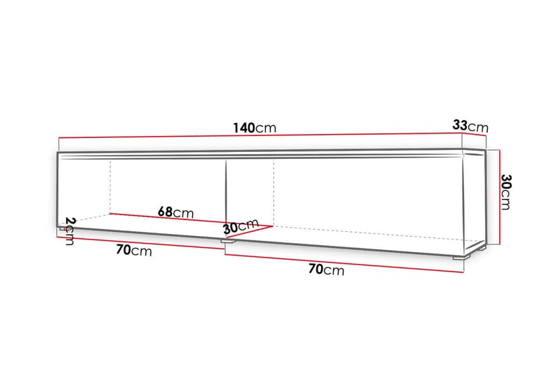 TV-benk Lourmais 140 cm LED-belysning - Tre/Natur|Hvit LED - TV benk & mediabenk