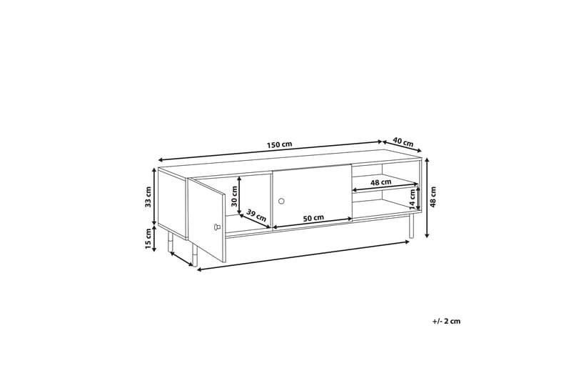 TV-benk Maryneal 150x40 cm - Svart/Lyst Tre - TV benk & mediabenk