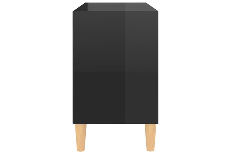 TV-benk med ben i heltre höyglans svart 69,5x30x50 cm - Svart - TV benk & mediabenk