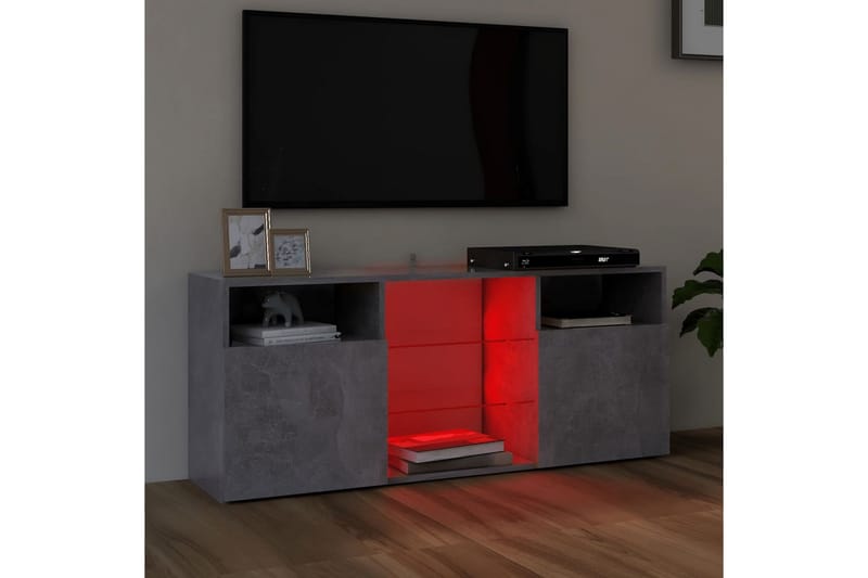 TV-benk med LED-lys betonggrå 120x30x50 cm - Grå - TV benk & mediabenk