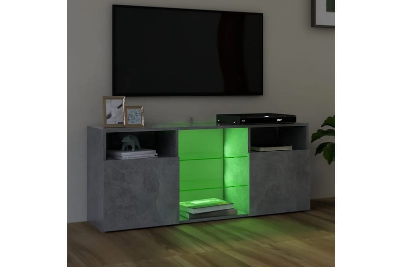 TV-benk med LED-lys betonggrå 120x30x50 cm - Grå - TV benk & mediabenk