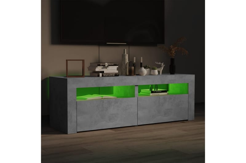TV-benk med LED-lys betonggrå 120x35x40 cm - Grå - TV benk & mediabenk