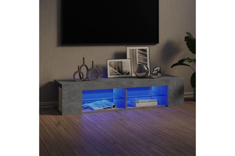 TV-benk med LED-lys betonggrå 135x39x30 cm - Grå - TV benk & mediabenk