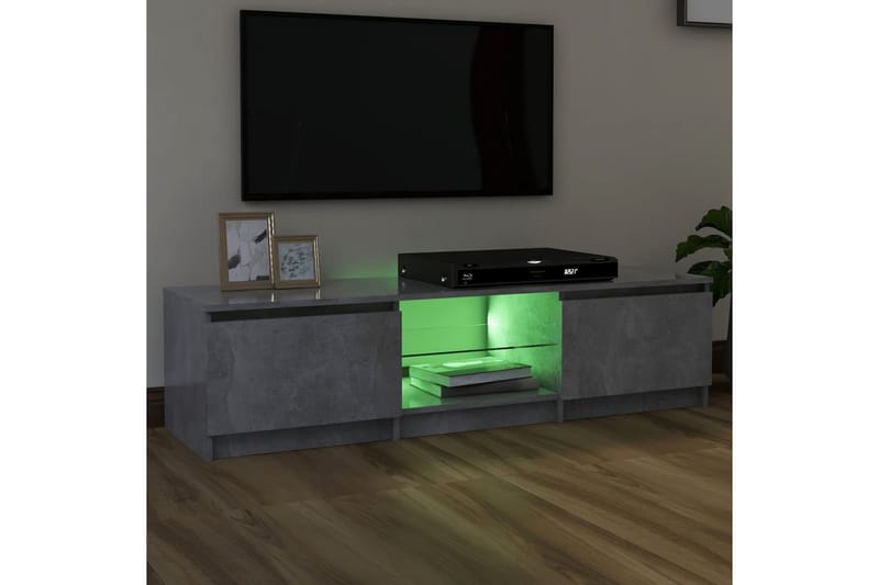 TV-benk med LED-lys betonggrå 140x40x35,5 cm - Grå - TV benk & mediabenk