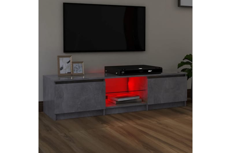 TV-benk med LED-lys betonggrå 140x40x35,5 cm - Grå - TV benk & mediabenk