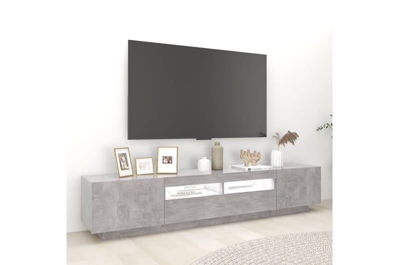TV-benk med LED-lys betonggrå 200x35x40 cm - Grå - TV benk & mediabenk