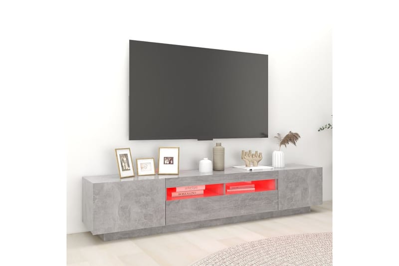 TV-benk med LED-lys betonggrå 200x35x40 cm - Grå - TV benk & mediabenk