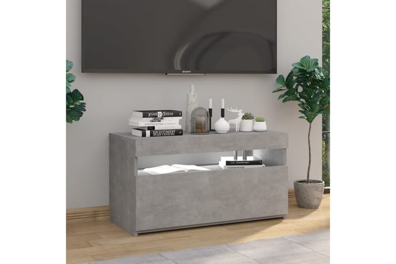 TV-benk med LED-lys betonggrå 75x35x40 cm - Grå - TV benk & mediabenk