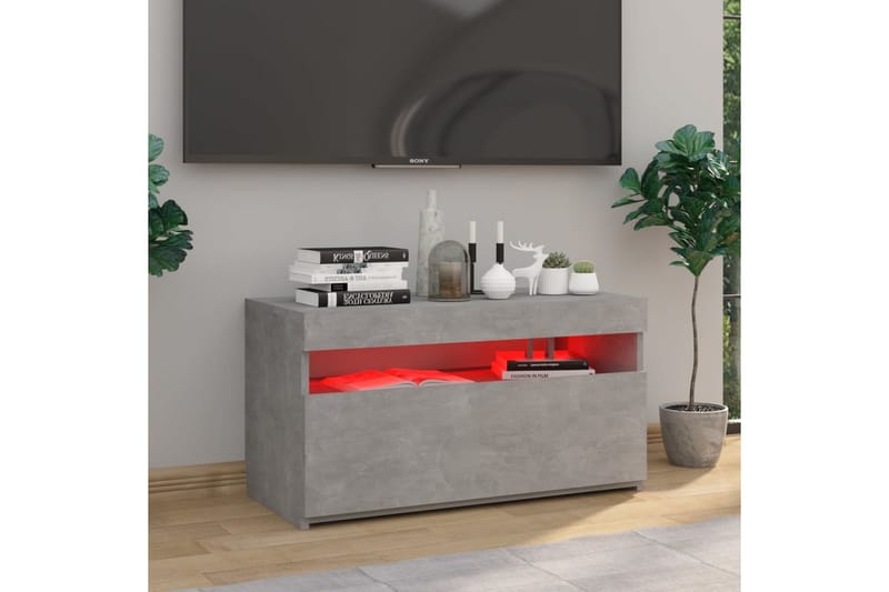 TV-benk med LED-lys betonggrå 75x35x40 cm - Grå - TV benk & mediabenk