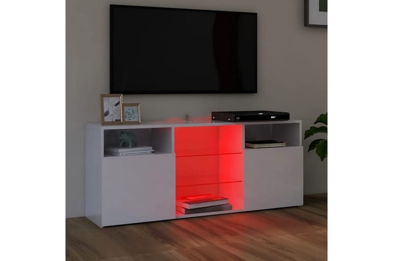 TV-benk med LED-lys høyglans hvit 120x30x50 cm - Hvit - TV benk & mediabenk