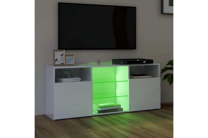 TV-benk med LED-lys høyglans hvit 120x30x50 cm - Hvit - TV benk & mediabenk
