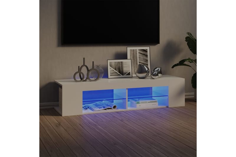 TV-benk med LED-lys høyglans hvit 135x39x30 cm - Hvit - TV benk & mediabenk