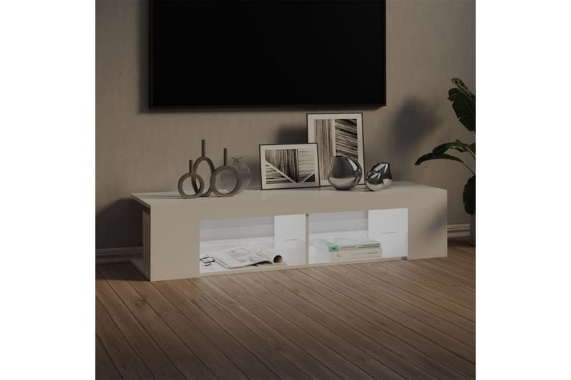 TV-benk med LED-lys høyglans hvit 135x39x30 cm - Hvit - TV benk & mediabenk