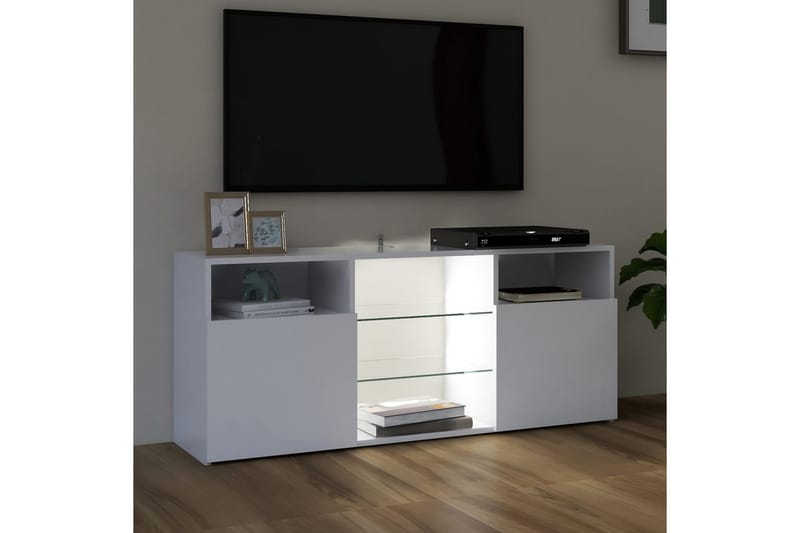 TV-benk med LED-lys hvit 120x30x50 cm - Hvit - TV benk & mediabenk
