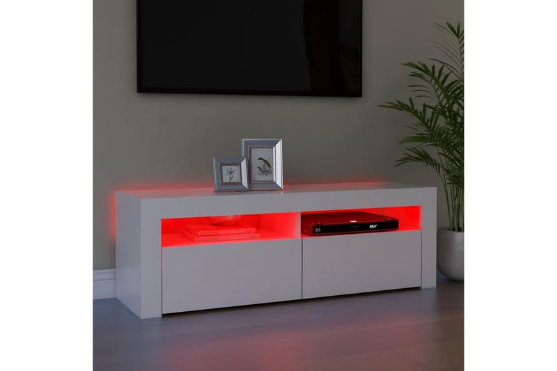TV-benk med LED-lys hvit 120x35x40 cm - Hvit - TV benk & mediabenk