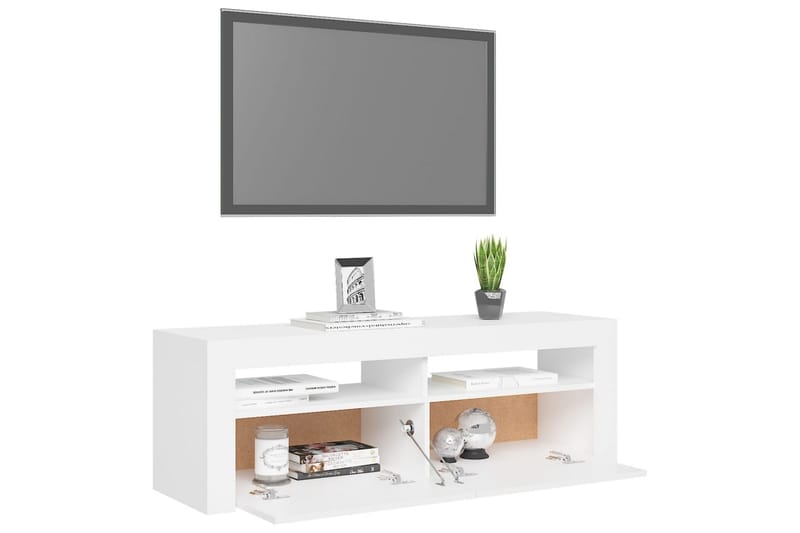 TV-benk med LED-lys hvit 120x35x40 cm - Hvit - TV benk & mediabenk