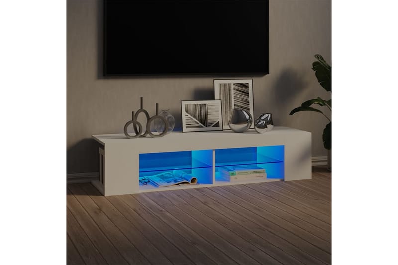 TV-benk med LED-lys hvit 135x39x30 cm - Hvit - TV benk & mediabenk