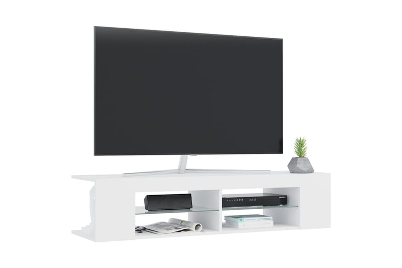 TV-benk med LED-lys hvit 135x39x30 cm - Hvit - TV benk & mediabenk