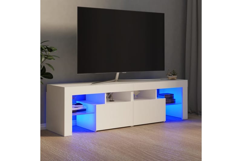 TV-benk med LED-lys hvit 140x35x40 cm - Hvit - TV benk & mediabenk